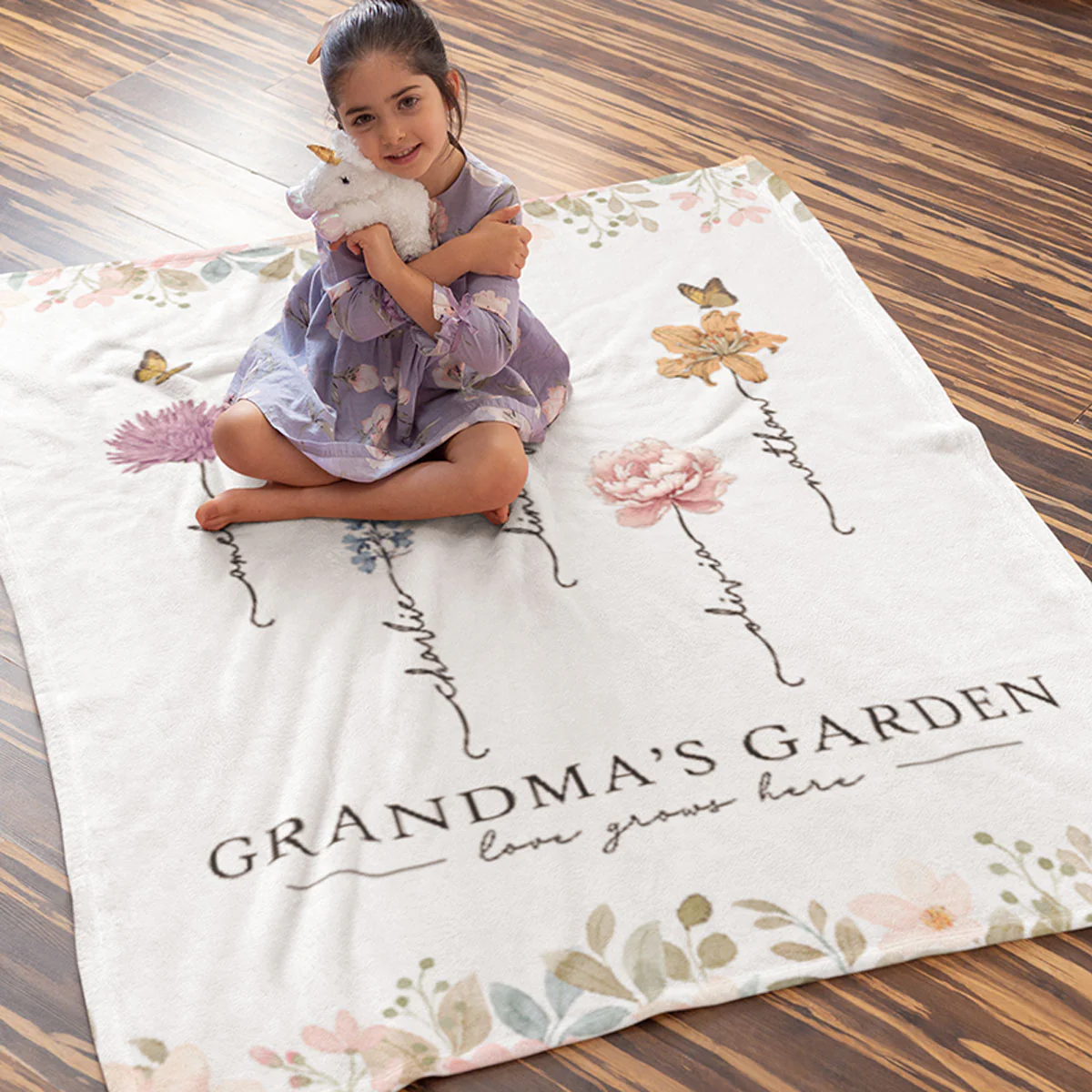 Grandma‘s Garden Love Grows Here Beautiful Birth Month Flower Gift For Grandma Mom Personalized Fleece Blanket - Image 5