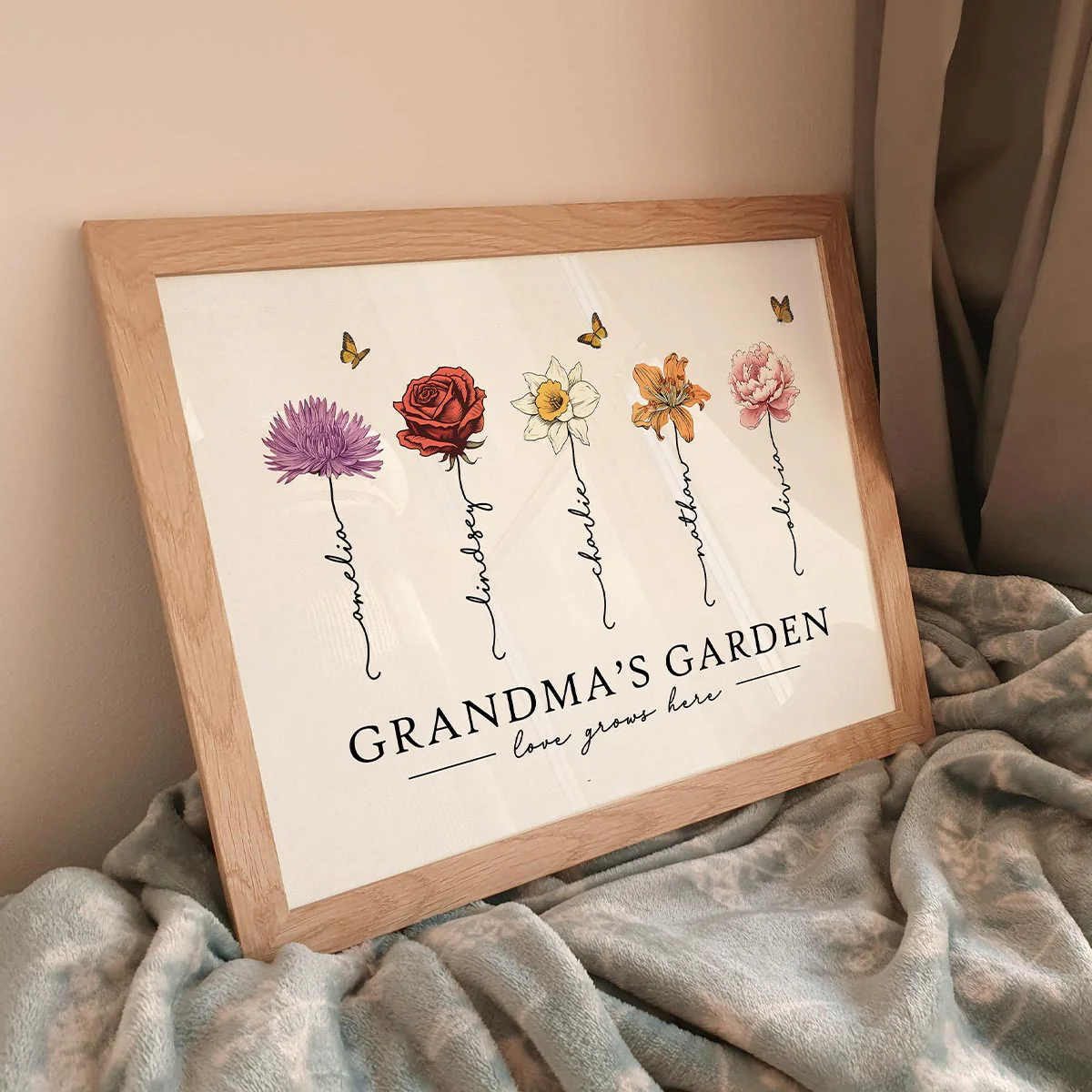 Grandma‘s Garden Love Grows Here Beautiful Birth Month Flowers - Personalized Poster - Image 4