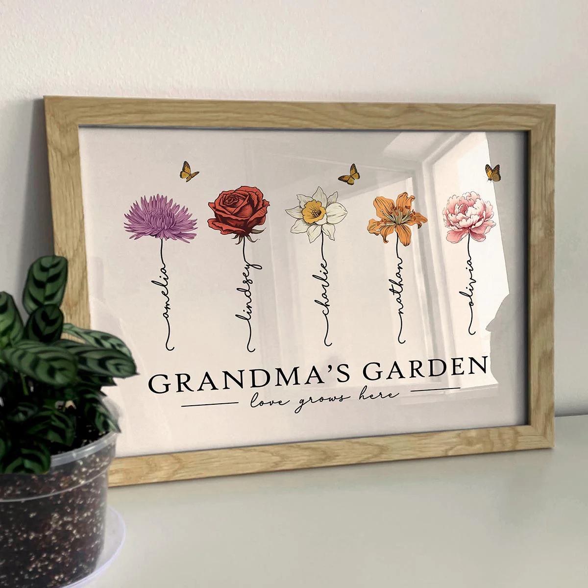 Grandma‘s Garden Love Grows Here Beautiful Birth Month Flowers - Personalized Poster - Image 6