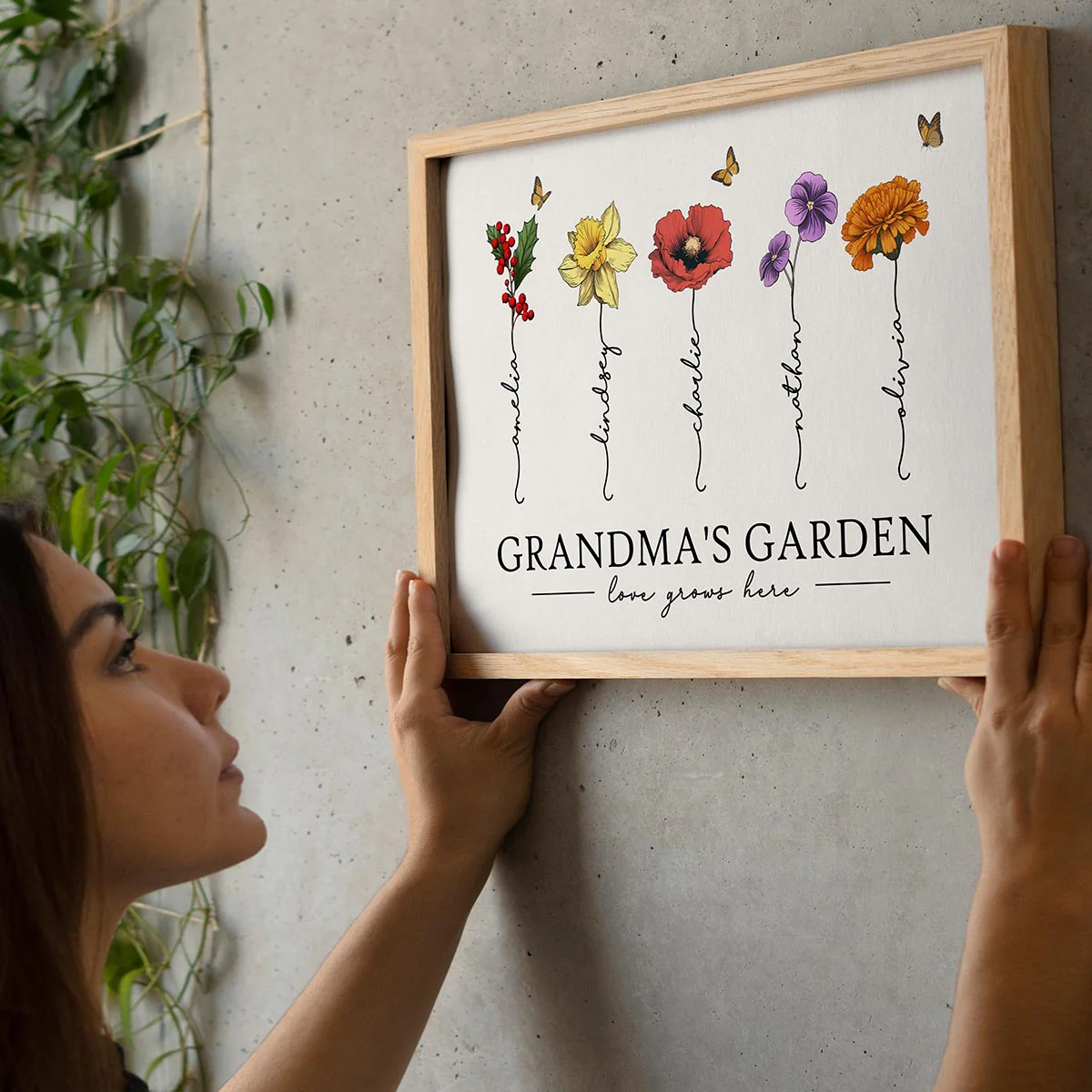 Grandma‘s Garden Love Grows Here Beautiful Birth Month Flowers - Personalized Poster - Image 9