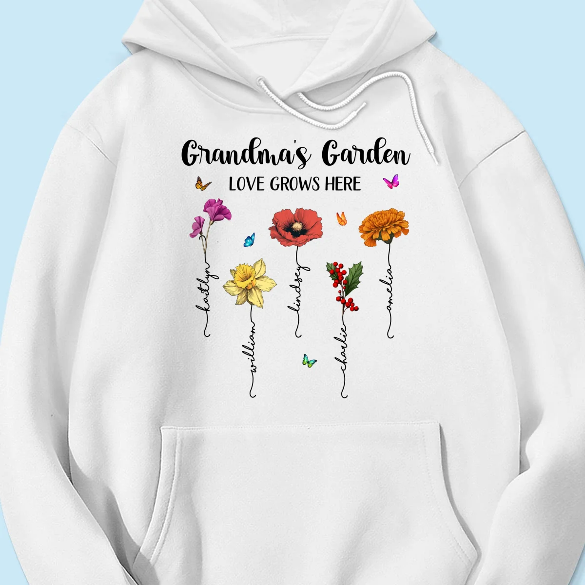 Grandma‘s Garden Love Grows Here Beautiful Birth Month Flower Mother‘s Day Gift For Grandma Mom Personalized Shirt - Image 15