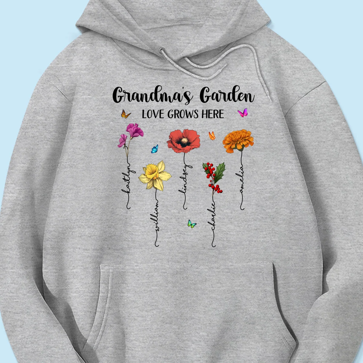 Grandma‘s Garden Love Grows Here Beautiful Birth Month Flower Mother‘s Day Gift For Grandma Mom Personalized Shirt - Image 16