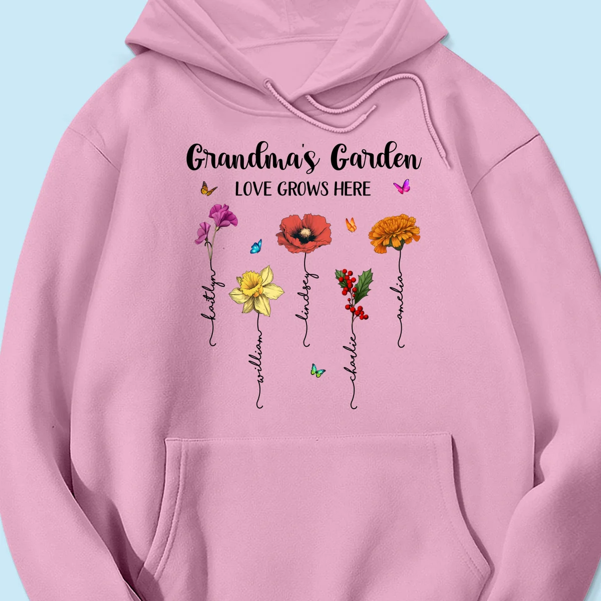 Grandma‘s Garden Love Grows Here Beautiful Birth Month Flower Mother‘s Day Gift For Grandma Mom Personalized Shirt - Image 17