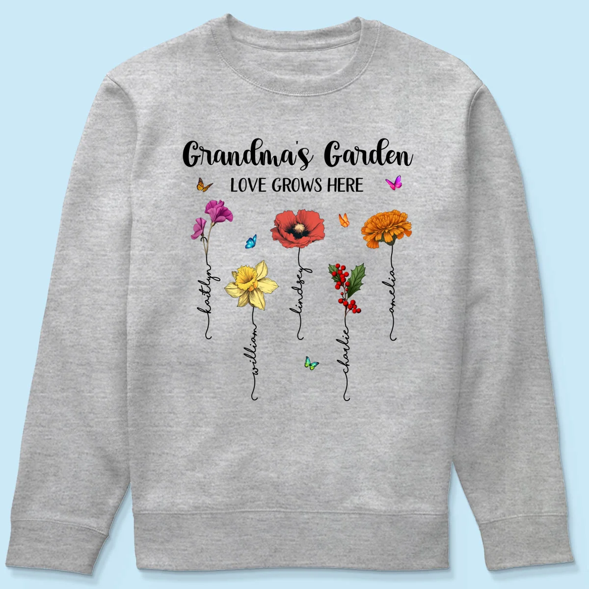 Grandma‘s Garden Love Grows Here Beautiful Birth Month Flower Mother‘s Day Gift For Grandma Mom Personalized Shirt - Image 20