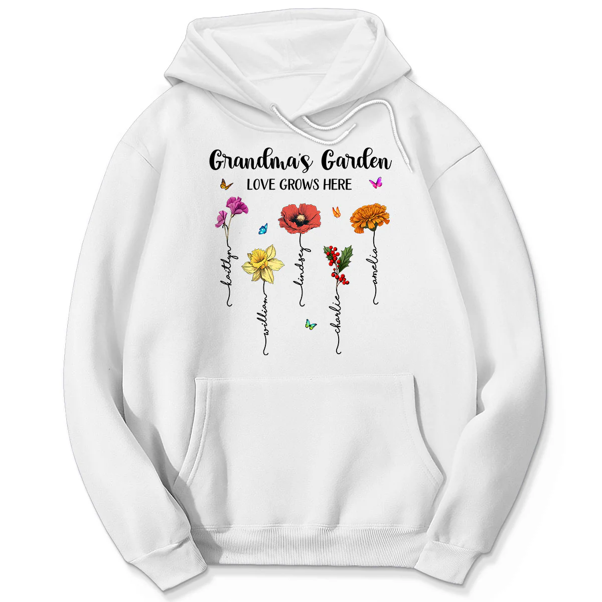 Grandma‘s Garden Love Grows Here Beautiful Birth Month Flower Mother‘s Day Gift For Grandma Mom Personalized Shirt - Image 5