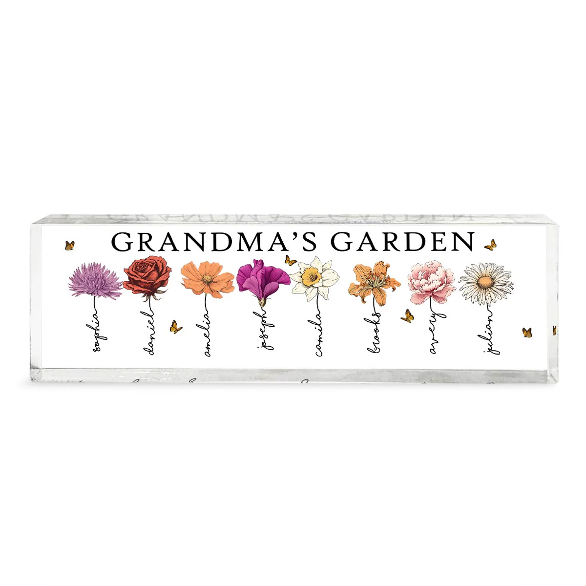 Grandma‘s Garden Love Grows Here Birth Month Flower Personalized Acrylic Desk Name Plate, Gift For Grandma, Mom - Image 8