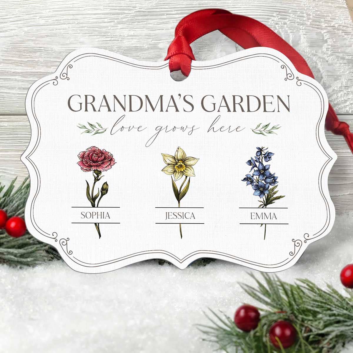 Grandma's Garden Love Grows Here Personalized Christmas Ornament, Gift For Grandma Granddaughter Grandson - Image 4