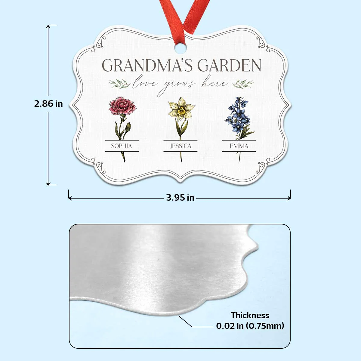 Grandma's Garden Love Grows Here Personalized Christmas Ornament, Gift For Grandma Granddaughter Grandson - Image 5