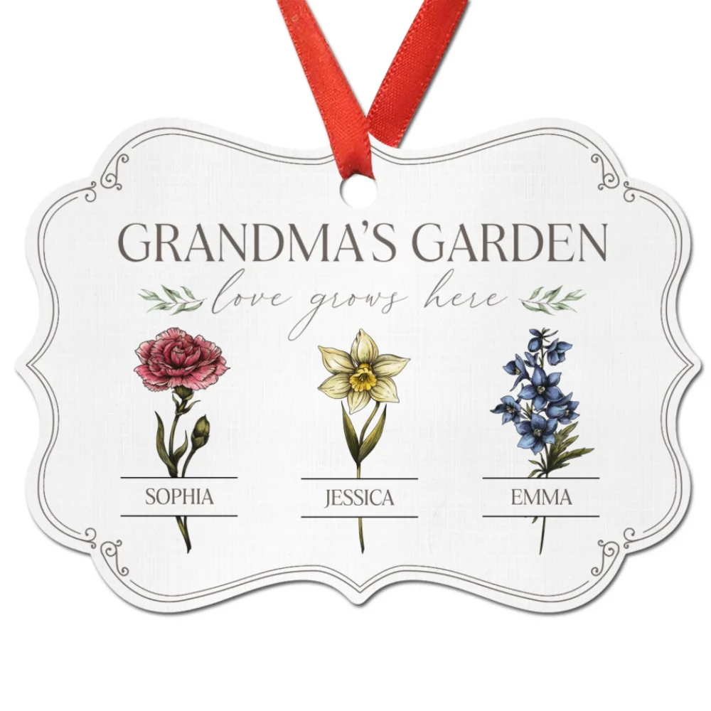 Grandma's Garden Love Grows Here Personalized Christmas Ornament, Gift For Grandma Granddaughter Grandson - Image 7