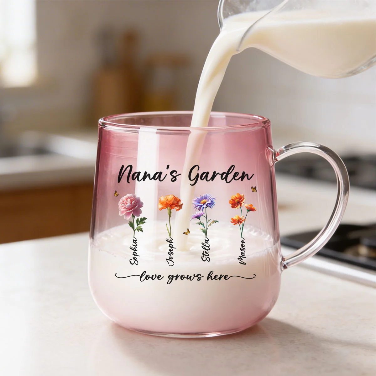 Grandma's Garden Love Grows Here - Personalized Glass Mug - Custom Birth Flowers, Mother's Day Gift for Mom, Grandma, Wife - Image 6