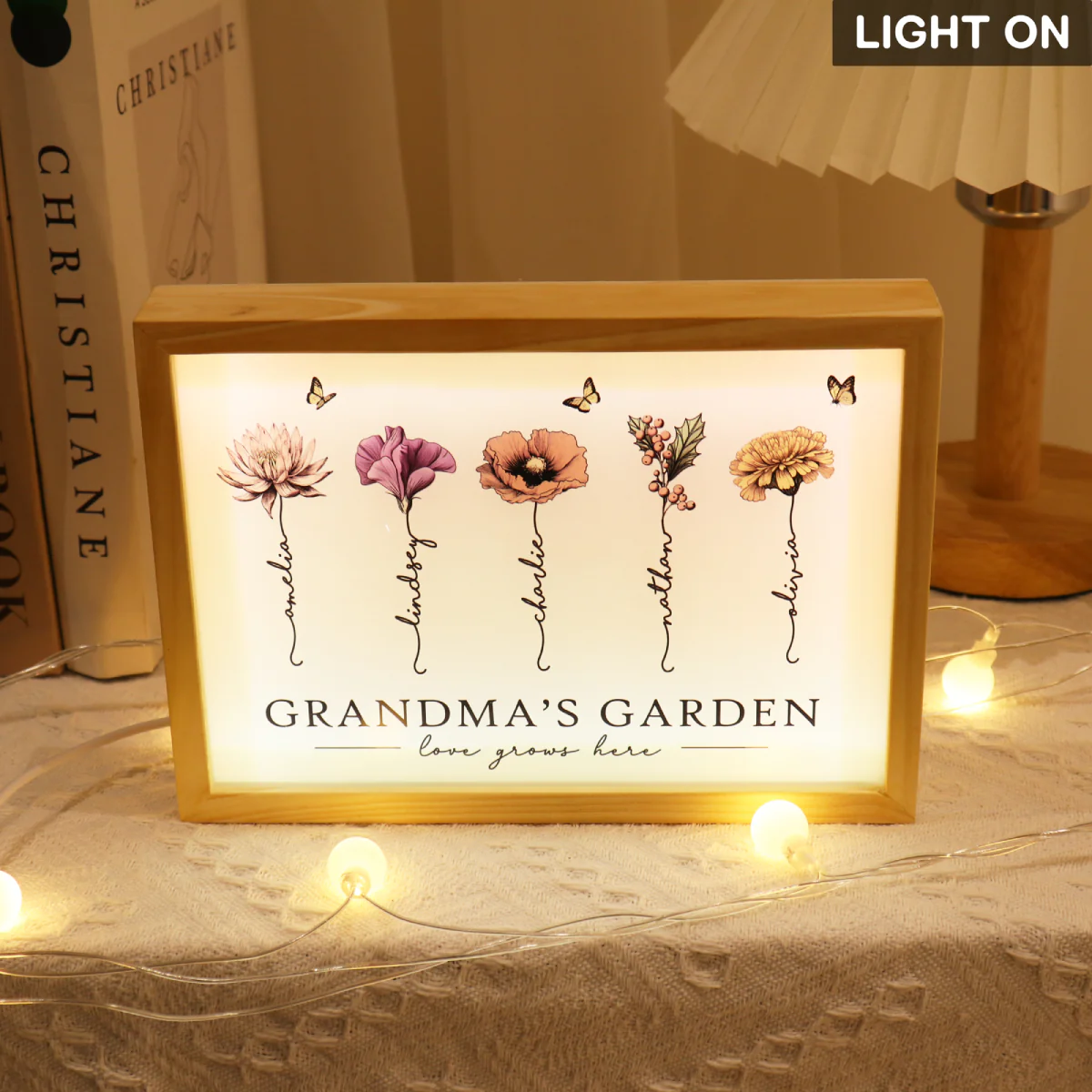 Grandma‘s Garden Love Grows Here Unique Gift For Mom Grandma Personalized Luminous Frame Light Box - Image 3