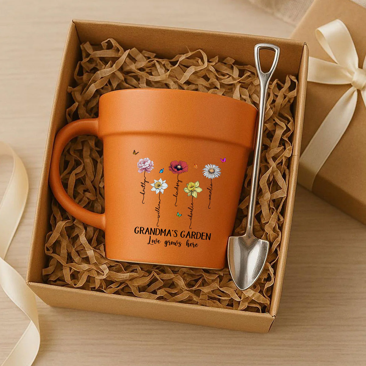 Grandma's Garden Love Grows Here Vintage Birth Month Flower Personalized Plant Pot Ceramic Mug - Image 13