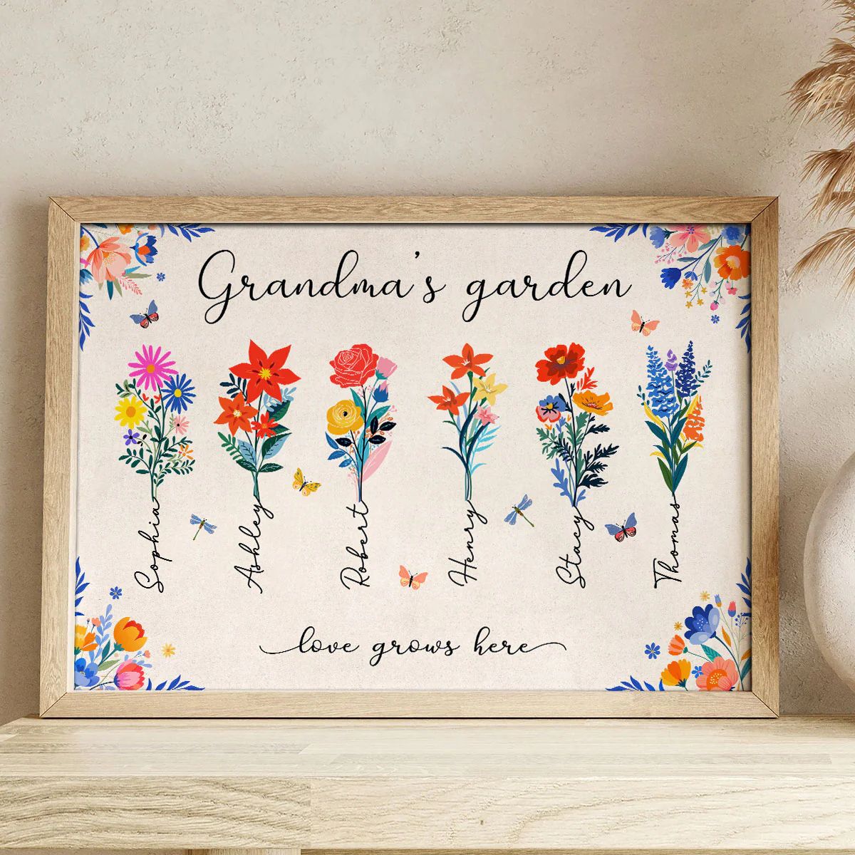 Grandma's Garden Modern Botanical Folk Art Birth Month Flower Personalized Poster, Gift For Grandma - Image 4