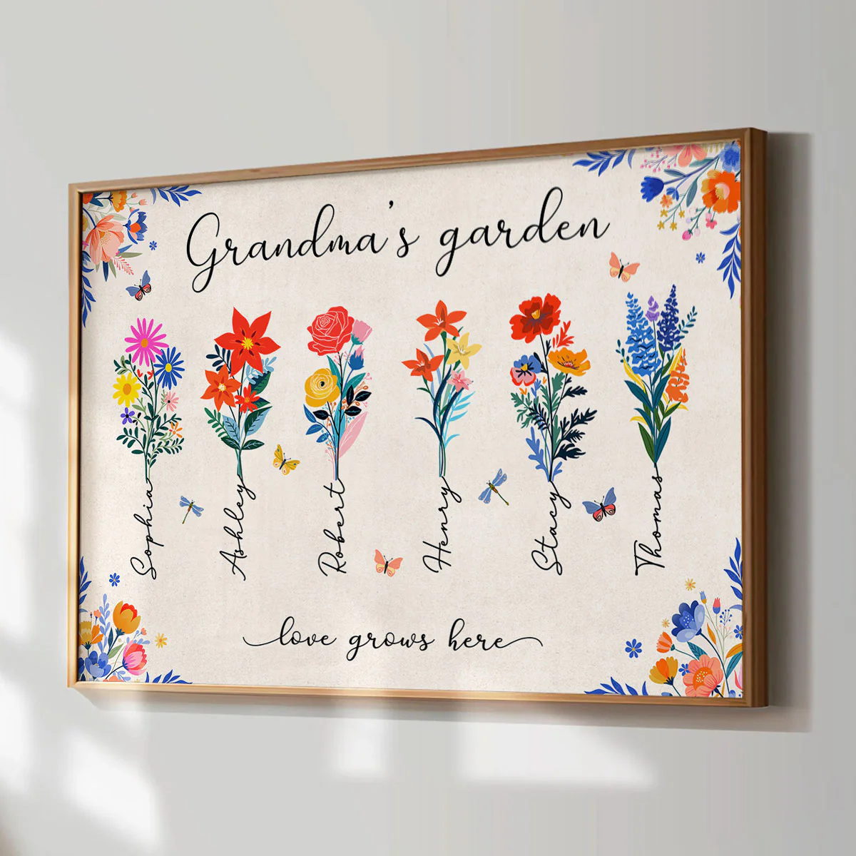 Grandma's Garden Modern Botanical Folk Art Birth Month Flower Personalized Poster, Gift For Grandma - Image 5
