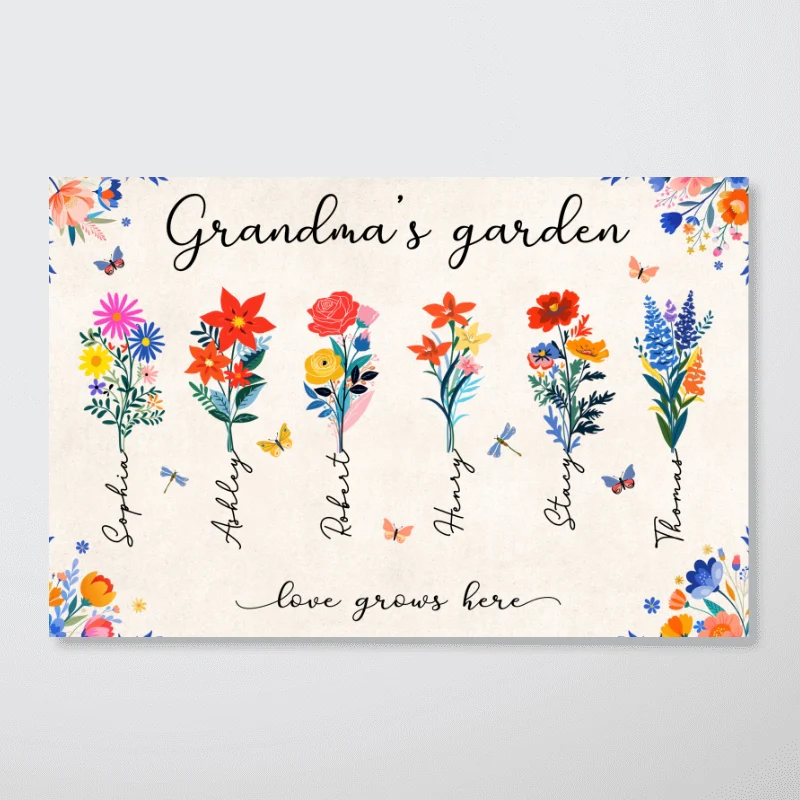 Grandma's Garden Modern Botanical Folk Art Birth Month Flower Personalized Poster, Gift For Grandma - Image 8
