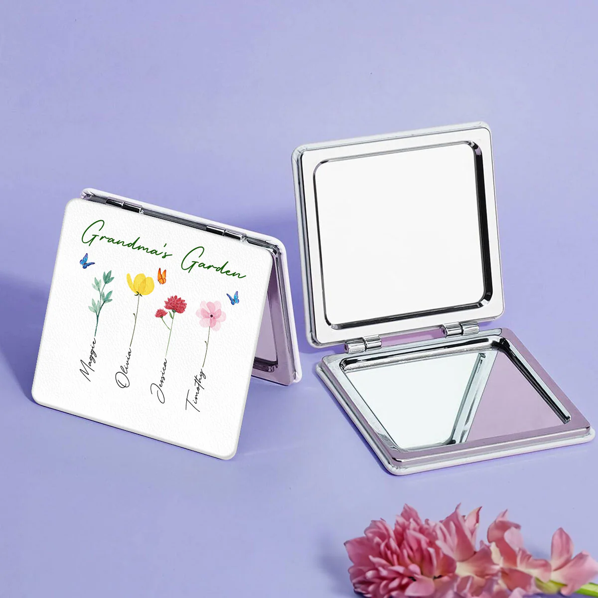 Grandma's Garden Gift Personalized Square Compact Mirror - Image 6