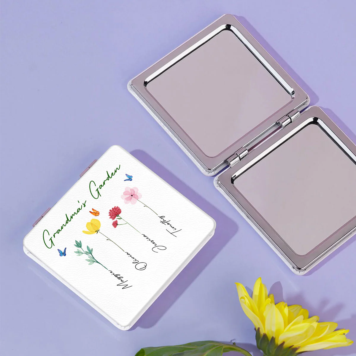 Grandma's Garden Gift Personalized Square Compact Mirror - Image 7