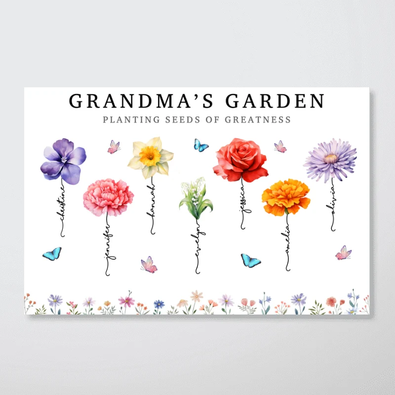 Grandma's Garden Planting Seeds Of Greatness, Birth Month Flower Personalized Poster, Christmas Gift For Grandma - Image 12