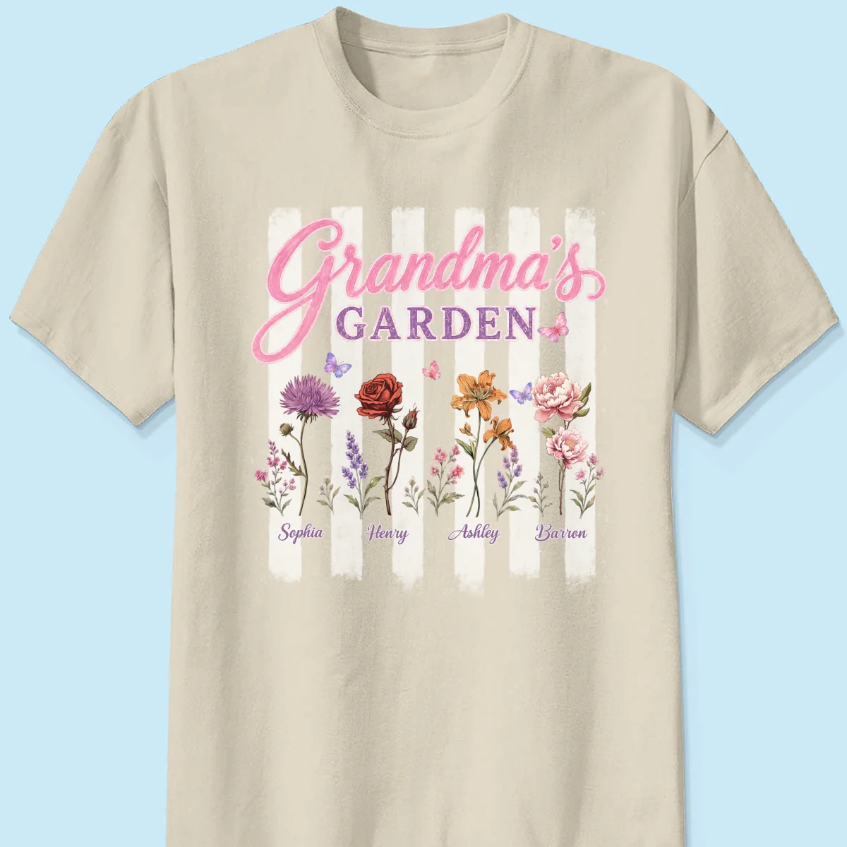 Grandma's Garden Preppy Stripe - Personalized Shirt - Trendy Summer Tee for Grandma - Image 14