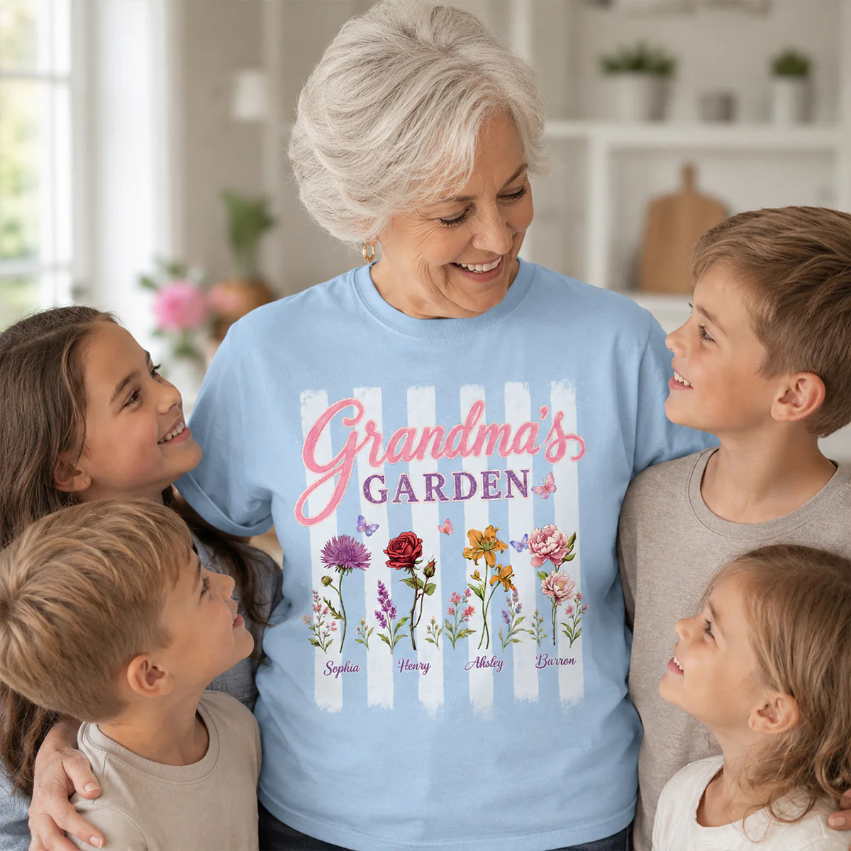 Grandma's Garden Preppy Stripe - Personalized Shirt - Trendy Summer Tee for Grandma - Image 2