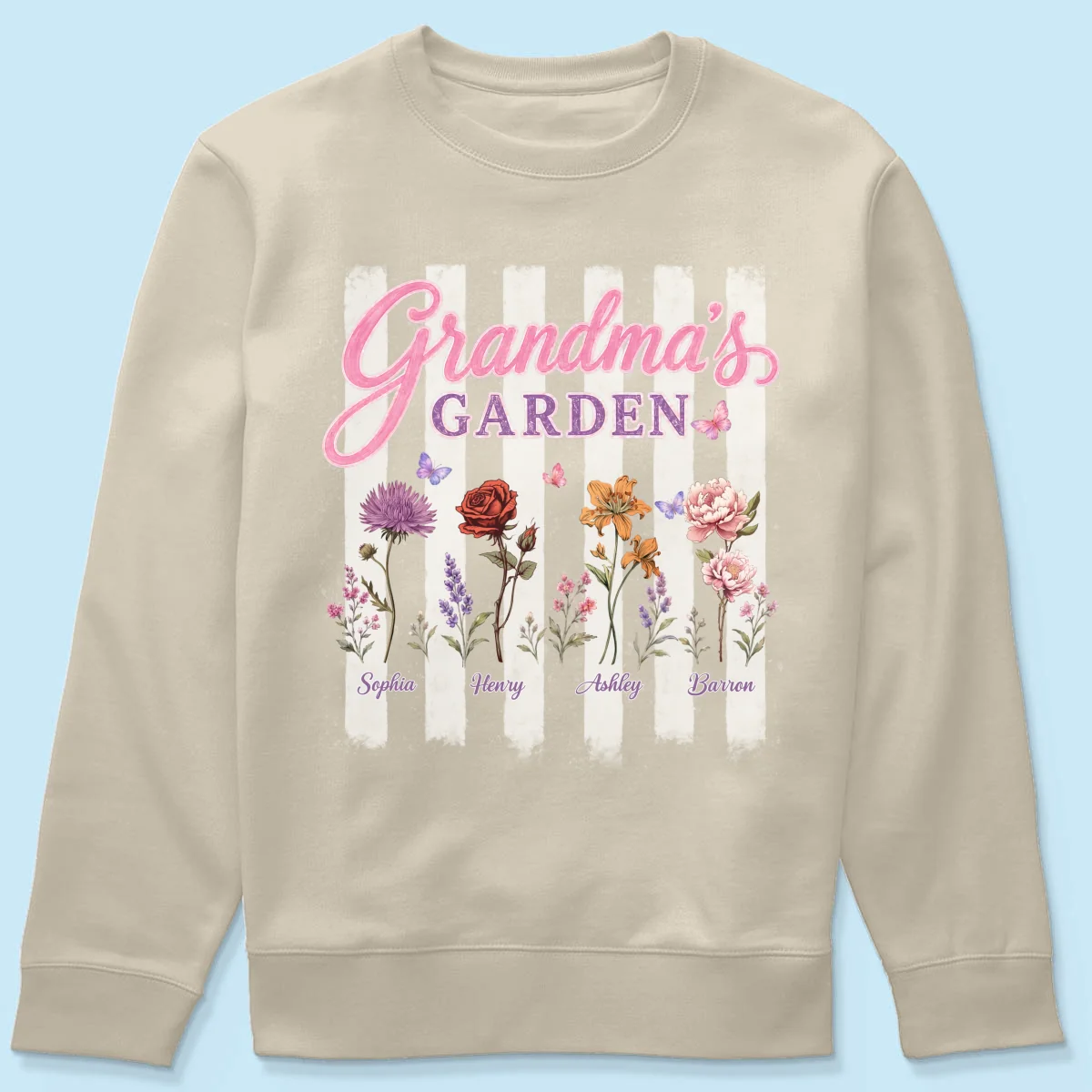 Grandma's Garden Preppy Stripe - Personalized Shirt - Trendy Summer Tee for Grandma - Image 22