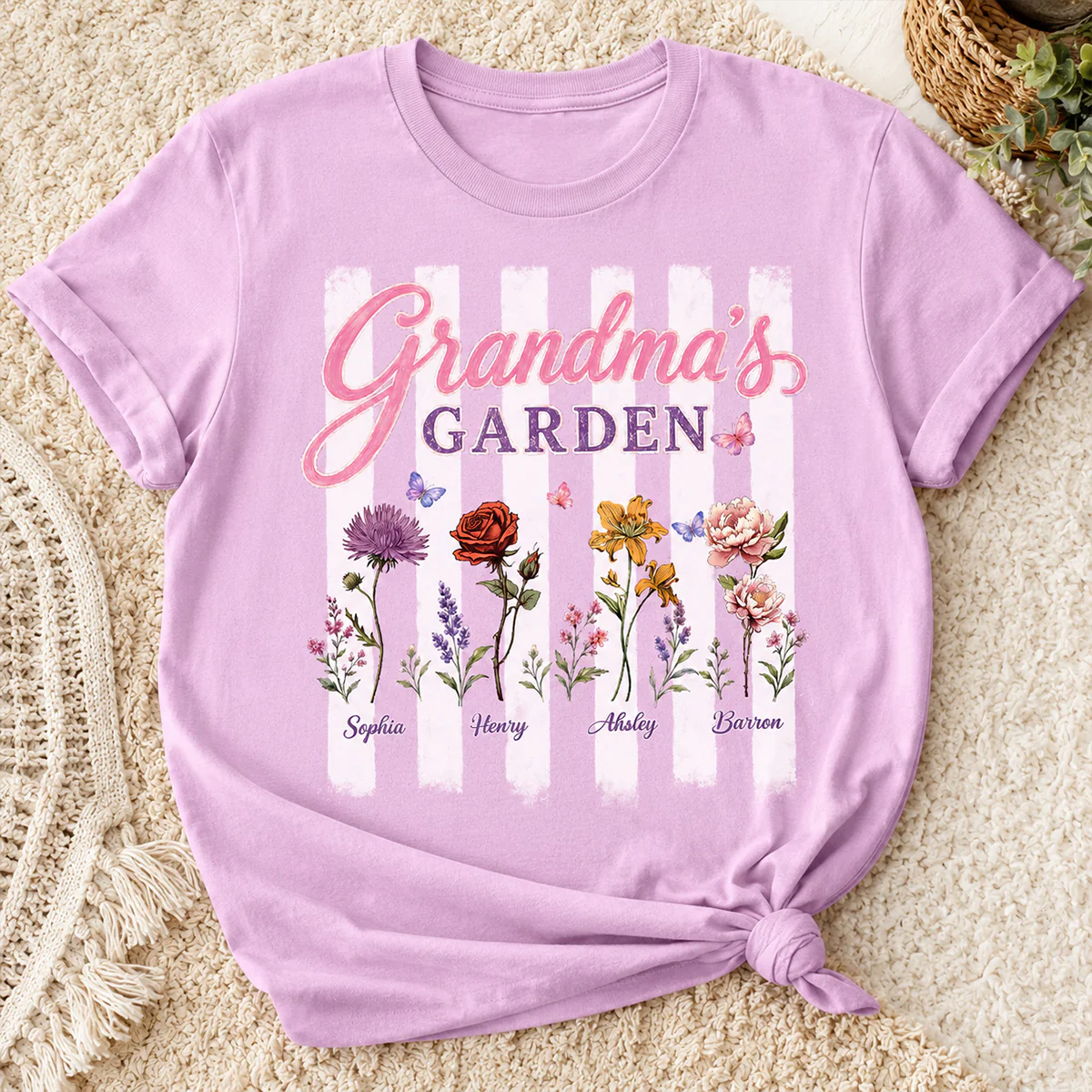 Grandma's Garden Preppy Stripe - Personalized Shirt - Trendy Summer Tee for Grandma - Image 3