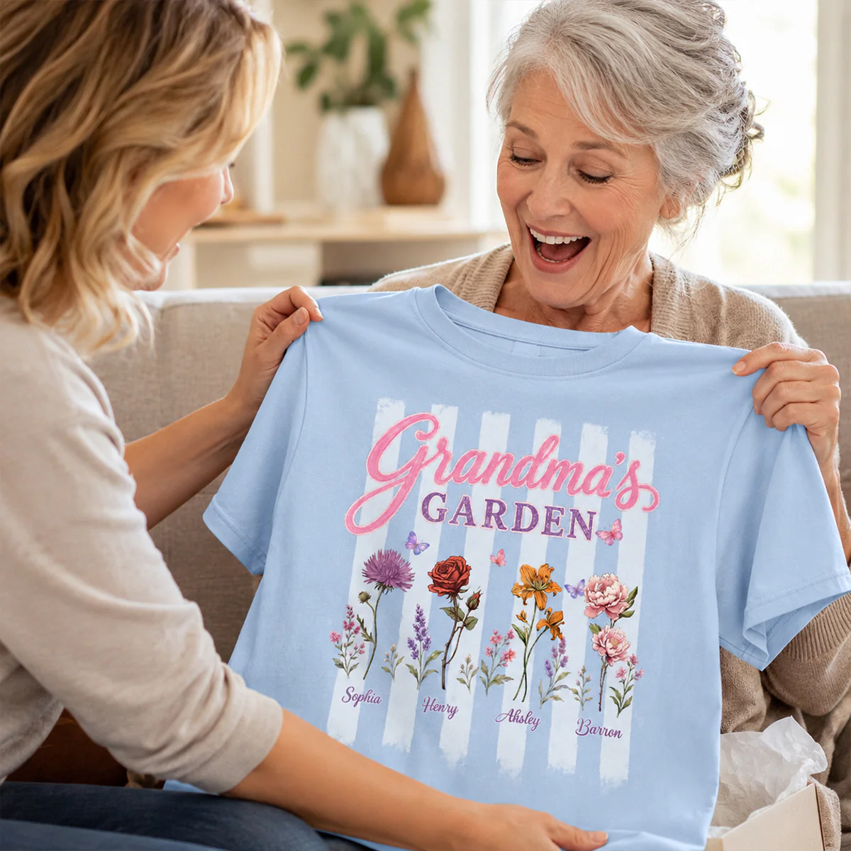 Grandma's Garden Preppy Stripe - Personalized Shirt - Trendy Summer Tee for Grandma - Image 5