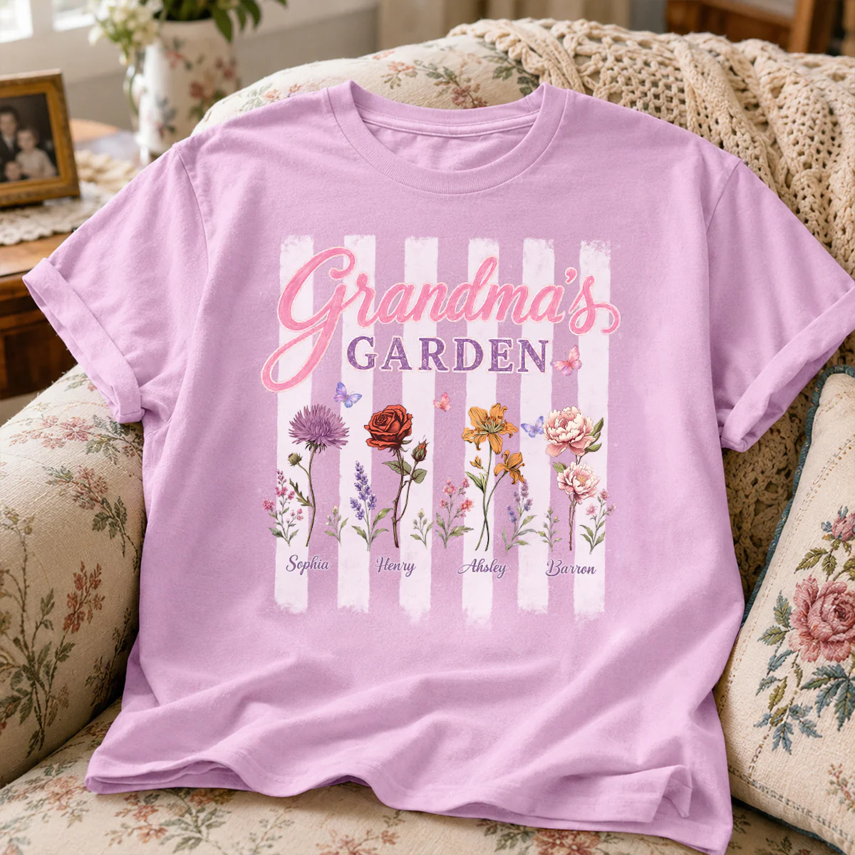 Grandma's Garden Preppy Stripe - Personalized Shirt - Trendy Summer Tee for Grandma - Image 6