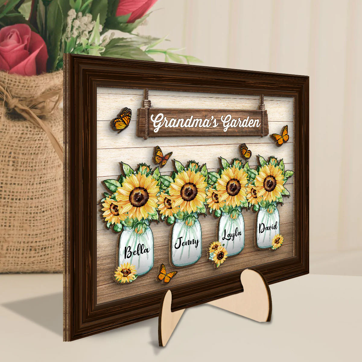 Grandma‘s Garden Personalized 2-Layer Wooden Plaque - Image 3