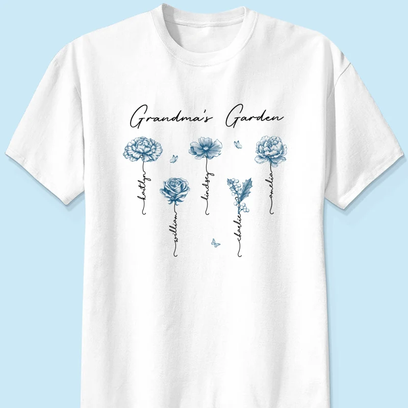 Grandma's Garden Retro Vintage Birthmonth Flowers Personalized Shirt, Grandkids Names Floral Gift for Grandma, Mom - Image 10