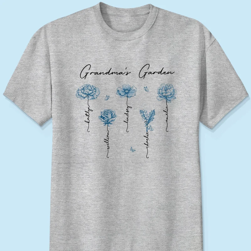 Grandma's Garden Retro Vintage Birthmonth Flowers Personalized Shirt, Grandkids Names Floral Gift for Grandma, Mom - Image 11