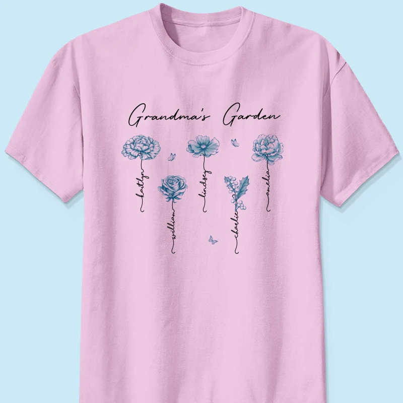 Grandma's Garden Retro Vintage Birthmonth Flowers Personalized Shirt, Grandkids Names Floral Gift for Grandma, Mom - Image 12