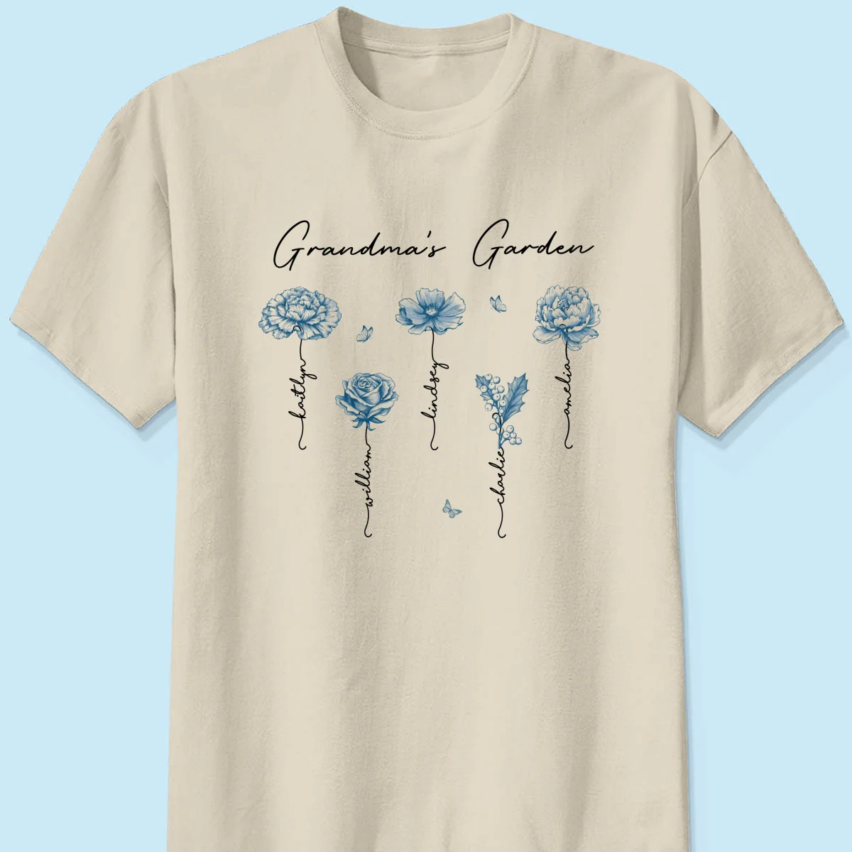 Grandma's Garden Retro Vintage Birthmonth Flowers Personalized Shirt, Grandkids Names Floral Gift for Grandma, Mom - Image 13
