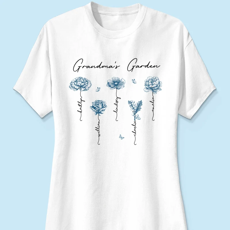 Grandma's Garden Retro Vintage Birthmonth Flowers Personalized Shirt, Grandkids Names Floral Gift for Grandma, Mom - Image 14