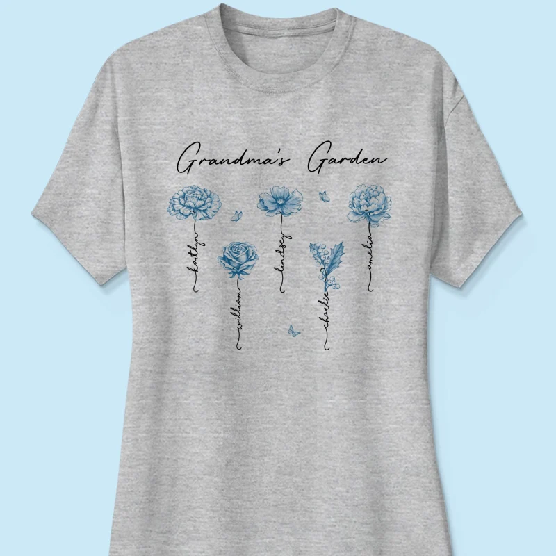 Grandma's Garden Retro Vintage Birthmonth Flowers Personalized Shirt, Grandkids Names Floral Gift for Grandma, Mom - Image 15