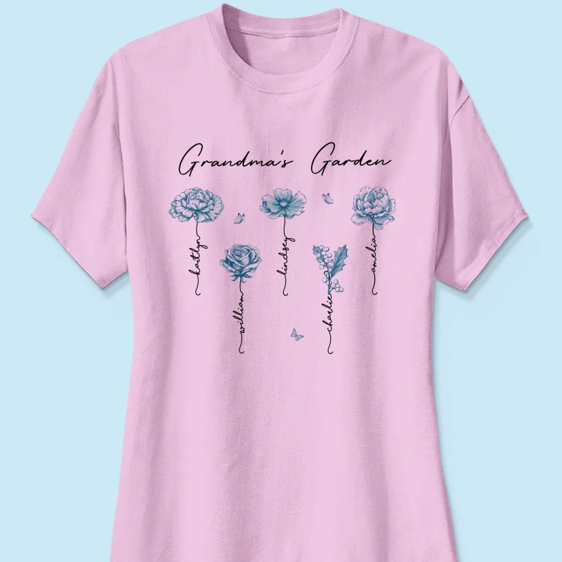 Grandma's Garden Retro Vintage Birthmonth Flowers Personalized Shirt, Grandkids Names Floral Gift for Grandma, Mom - Image 16