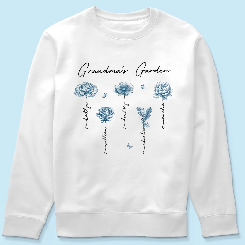 Grandma's Garden Retro Vintage Birthmonth Flowers Personalized Shirt, Grandkids Names Floral Gift for Grandma, Mom - Image 21