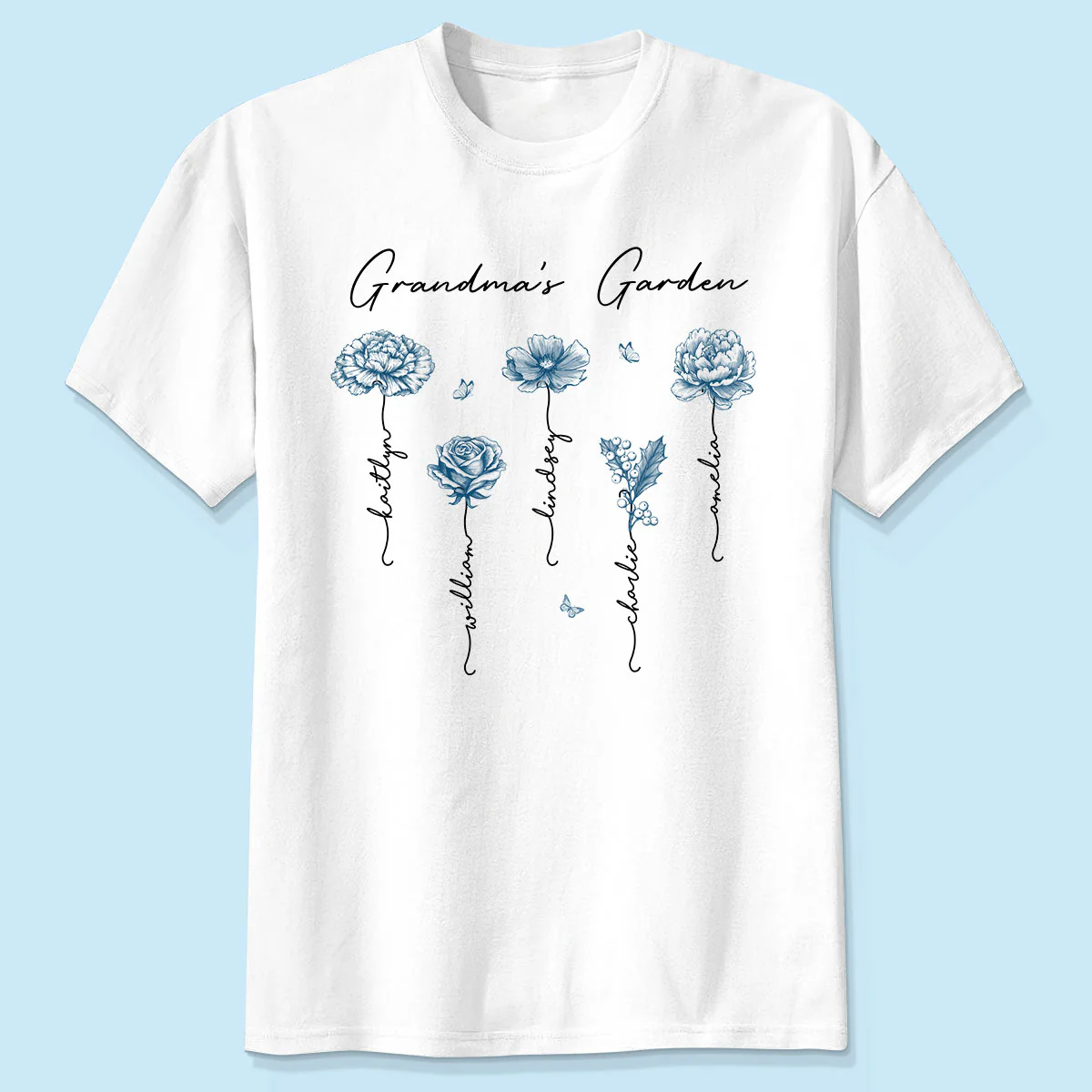 Grandma's Garden Retro Vintage Birthmonth Flowers Personalized Shirt, Grandkids Names Floral Gift for Grandma, Mom - Image 4