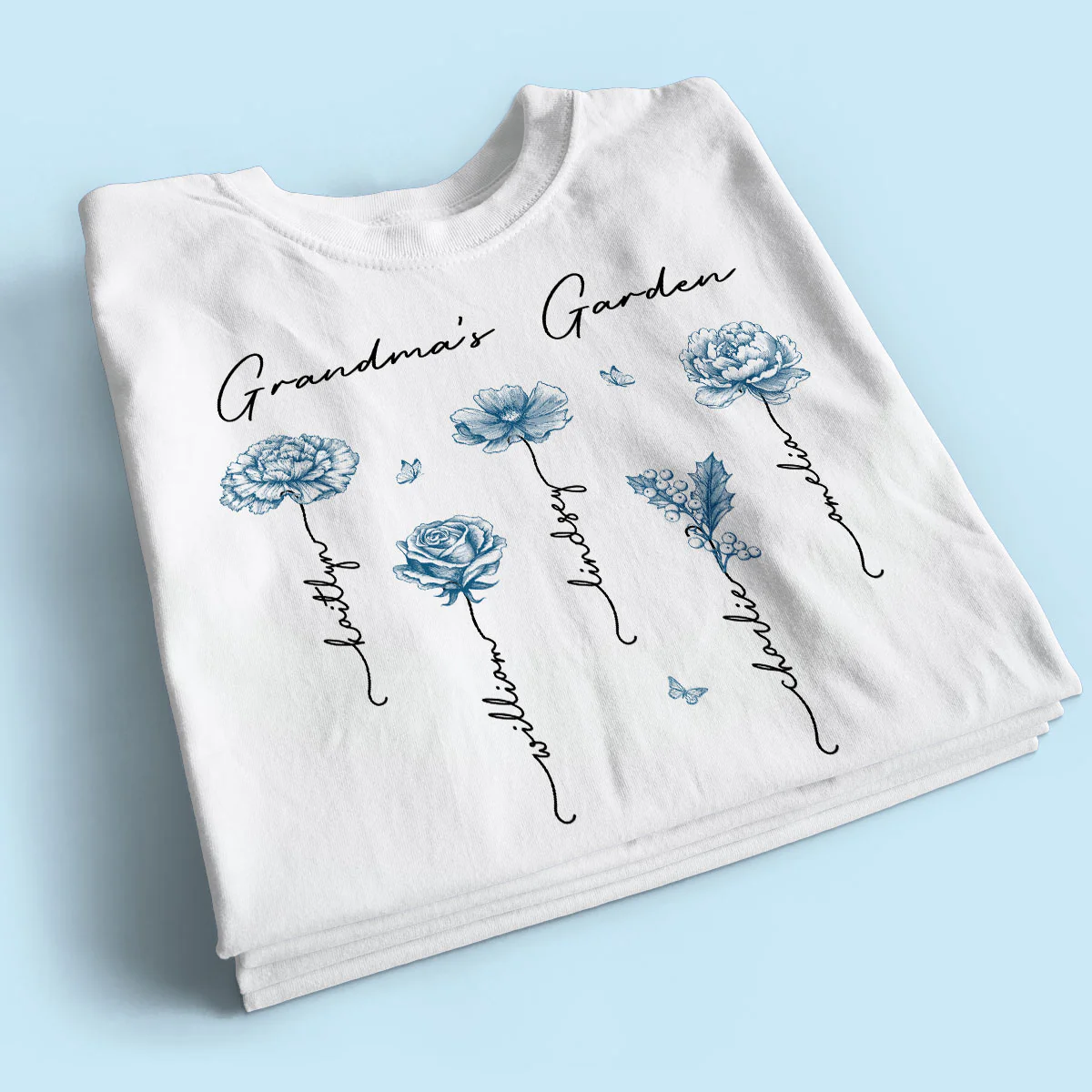 Grandma's Garden Retro Vintage Birthmonth Flowers Personalized Shirt, Grandkids Names Floral Gift for Grandma, Mom - Image 5