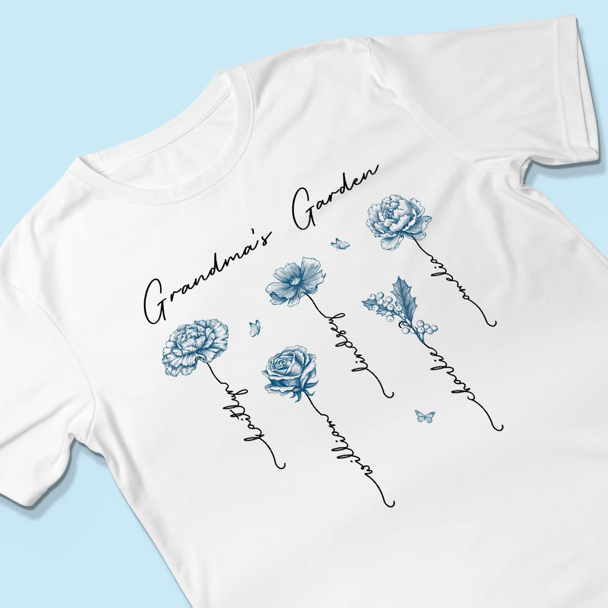 Grandma's Garden Retro Vintage Birthmonth Flowers Personalized Shirt, Grandkids Names Floral Gift for Grandma, Mom - Image 6