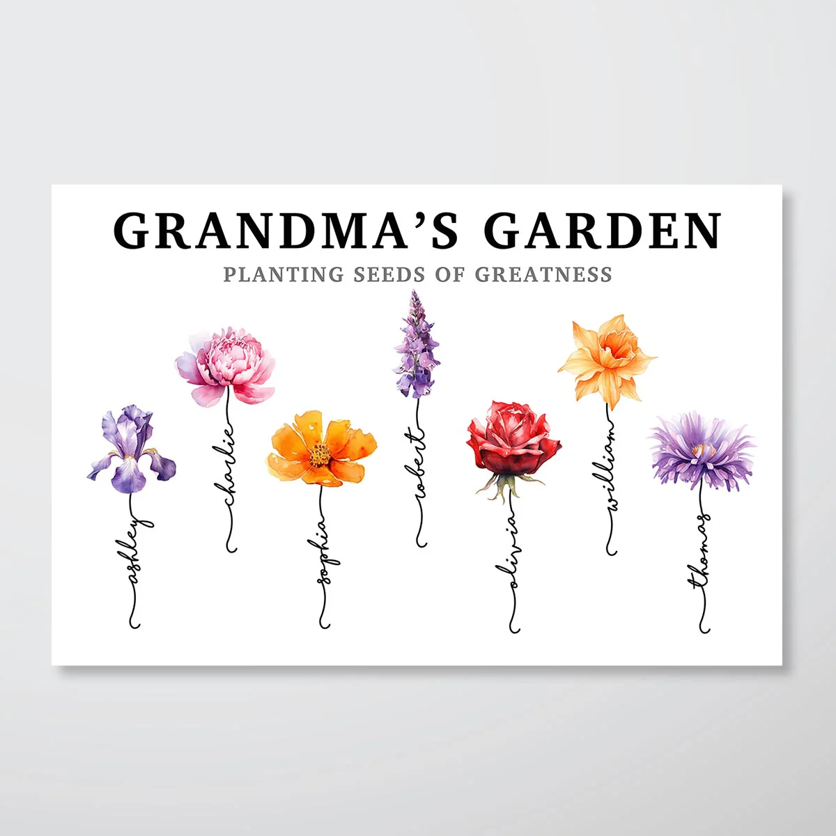 Grandma‘s Garden Swirl Names Beautiful Birth Flower Personalized Poster - Image 2