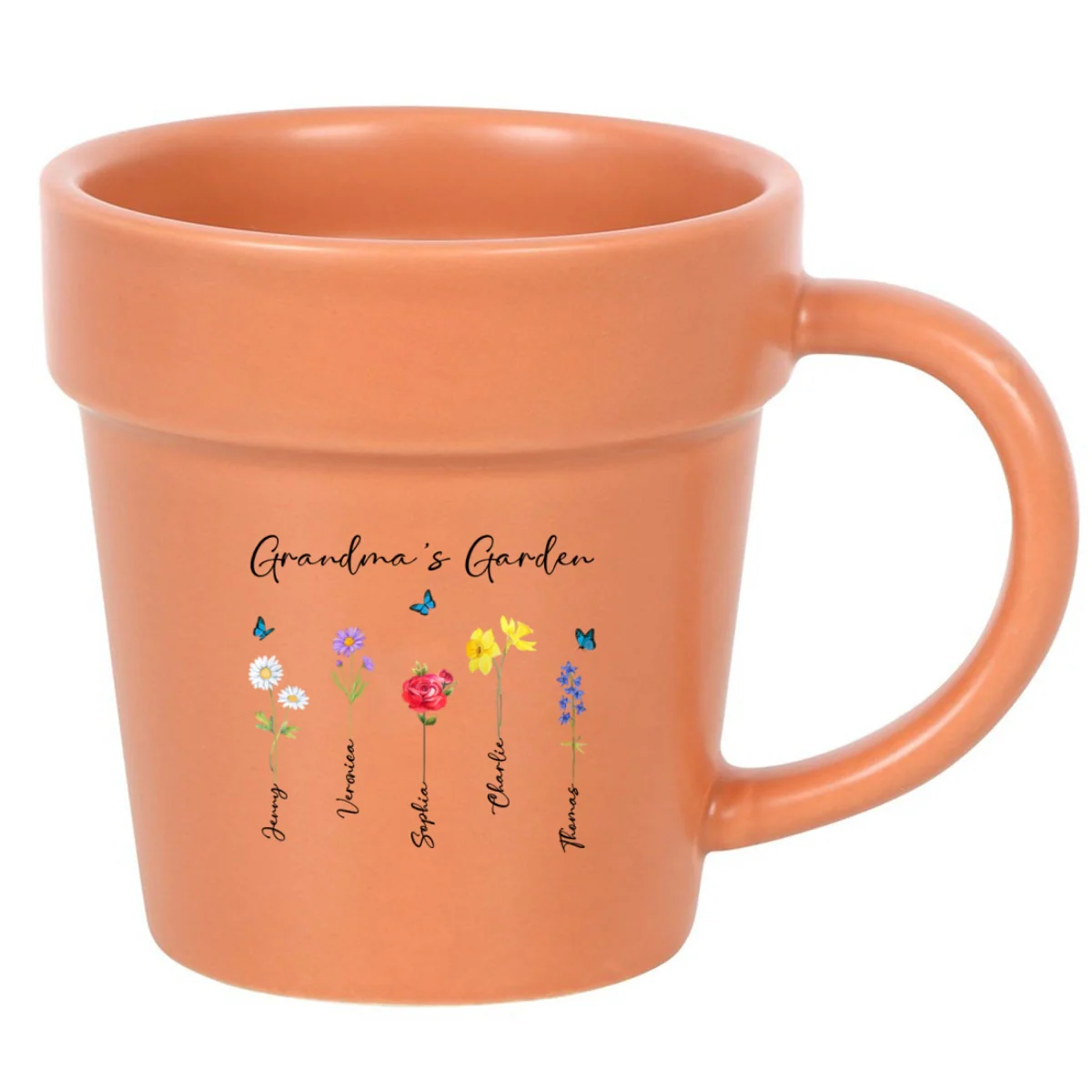 Grandma's Garden Watercolor Birth Month Flower Personalized Plant Pot Ceramic Mug - Image 15