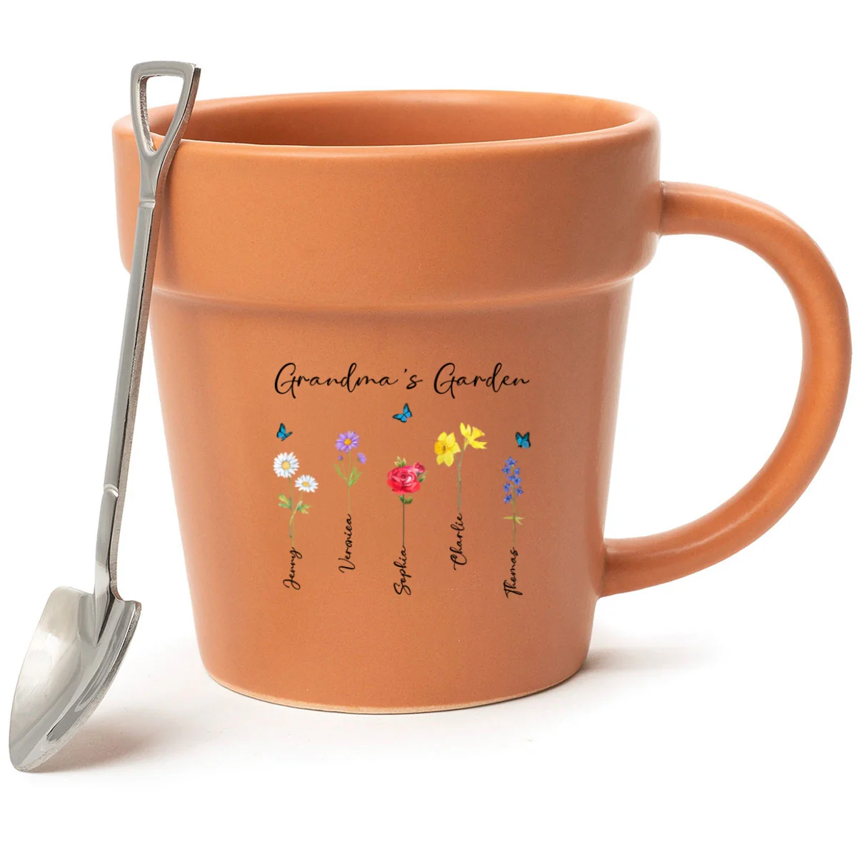 Grandma's Garden Watercolor Birth Month Flower Personalized Plant Pot Ceramic Mug - Image 16