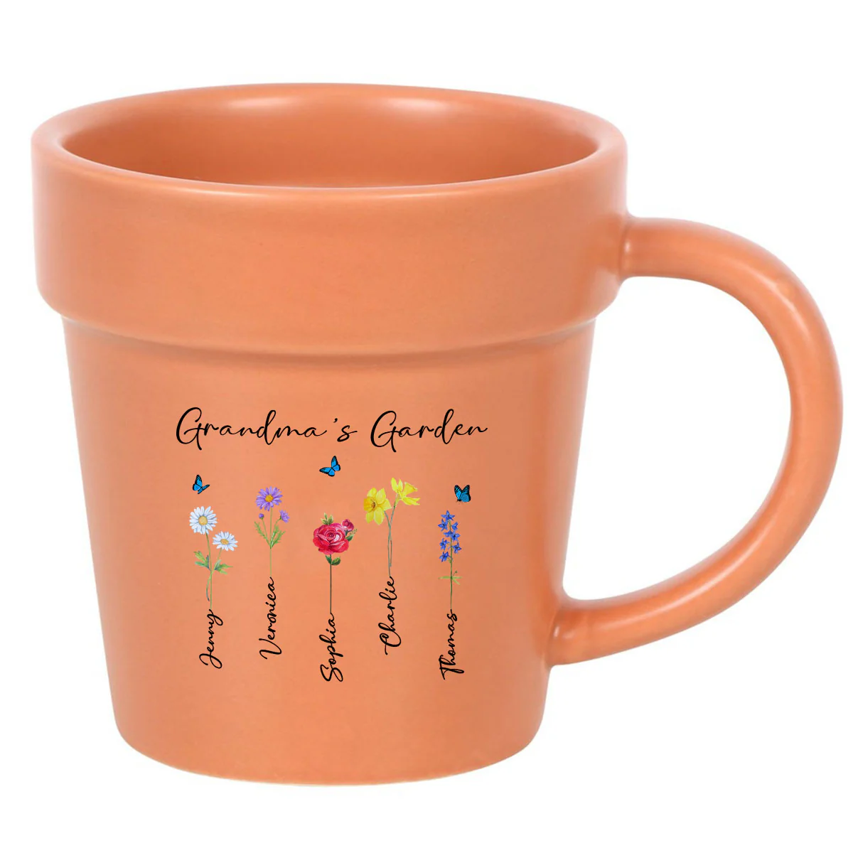 Grandma's Garden Watercolor Birth Month Flower Personalized Plant Pot Ceramic Mug - Image 4