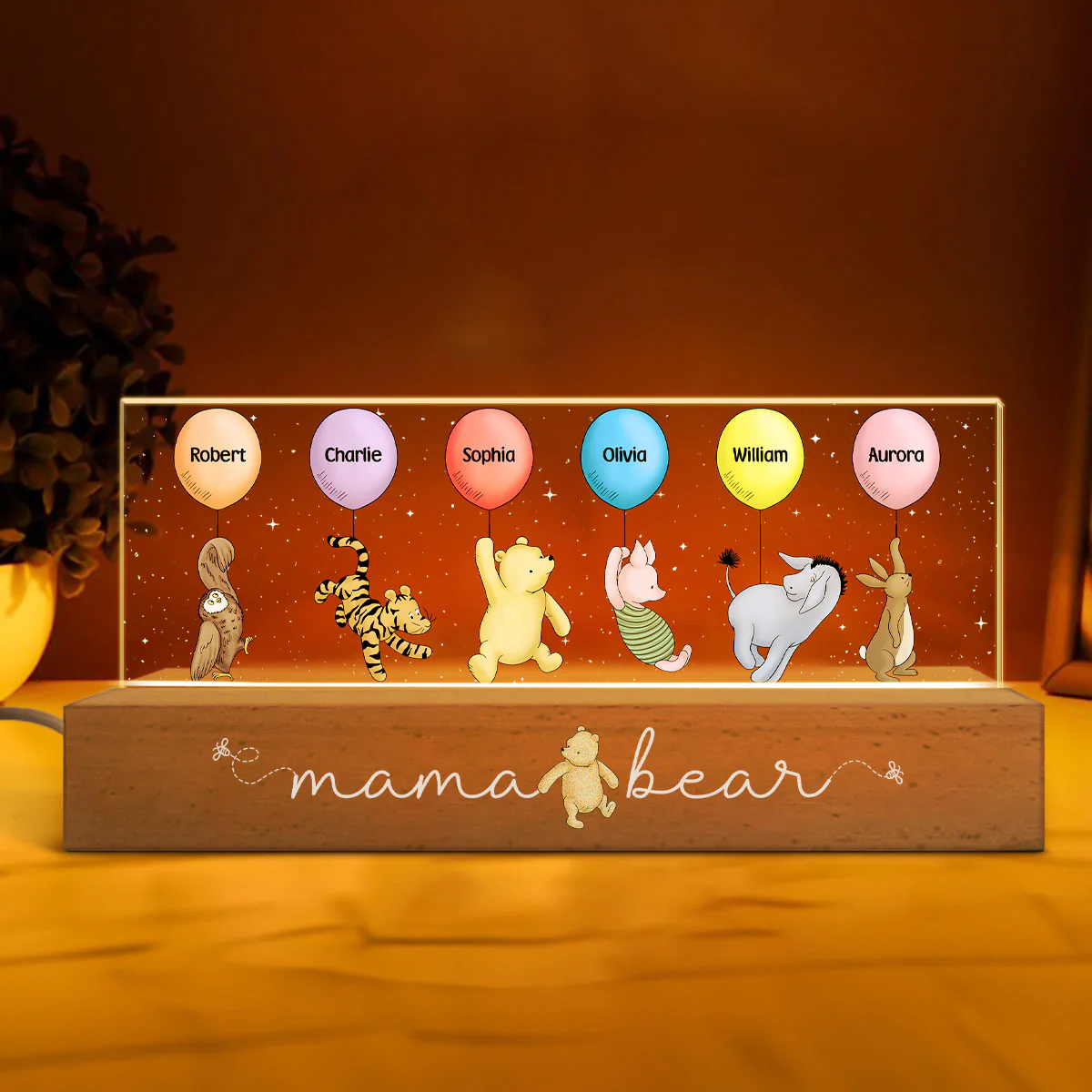 Grandma‘s Grandkids Cute Characters With Balloons Personalized Acrylic Block LED Night Light - Image 4