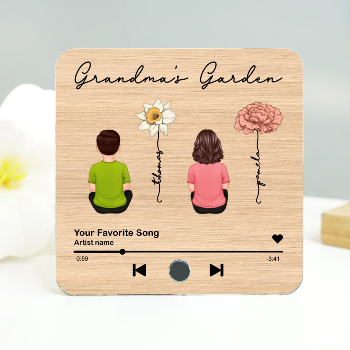 Grandma's Kitchen Grandkids Sitting, Birth Month Flower Personalized Music Fridge Magnet, Heartfelt Gift, Birthday Gift for Grandma - Image 11