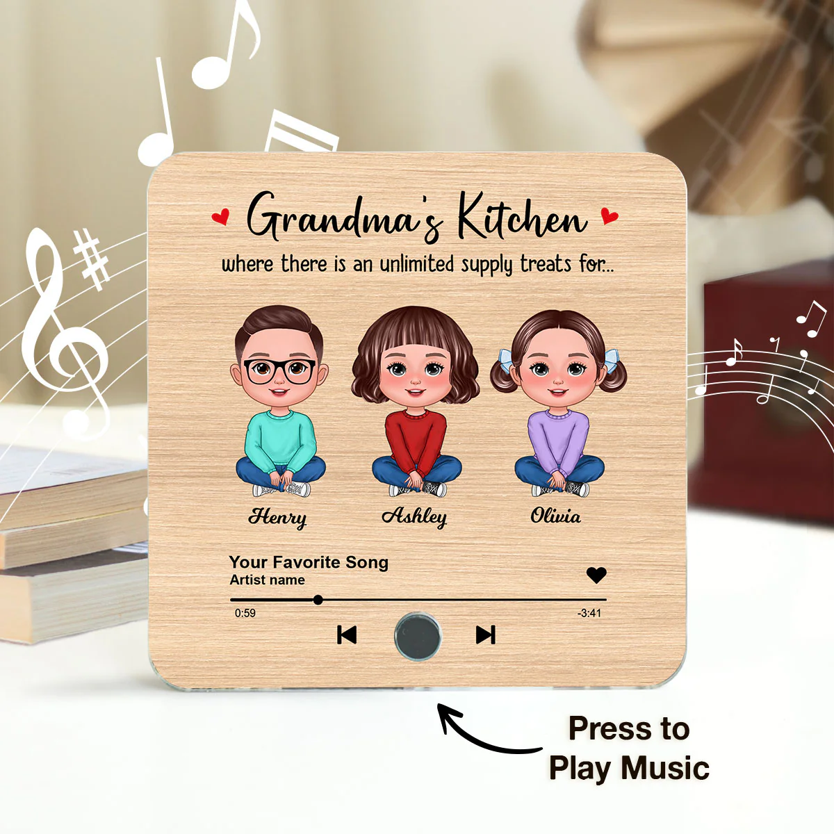 Grandma's Kitchen Where There Is An Unlimited Supply Treats for Grandkids, Personalized Music Fridge Magnet, Heartfelt Gift, Birthday Gift for Grandma - Image 2