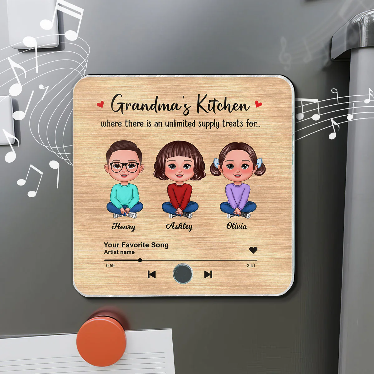Grandma's Kitchen Where There Is An Unlimited Supply Treats for Grandkids, Personalized Music Fridge Magnet, Heartfelt Gift, Birthday Gift for Grandma - Image 3