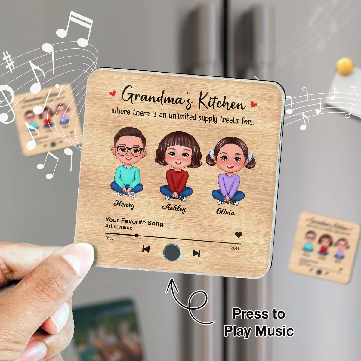 Grandma's Kitchen Where There Is An Unlimited Supply Treats for Grandkids, Personalized Music Fridge Magnet, Heartfelt Gift, Birthday Gift for Grandma - Image 4