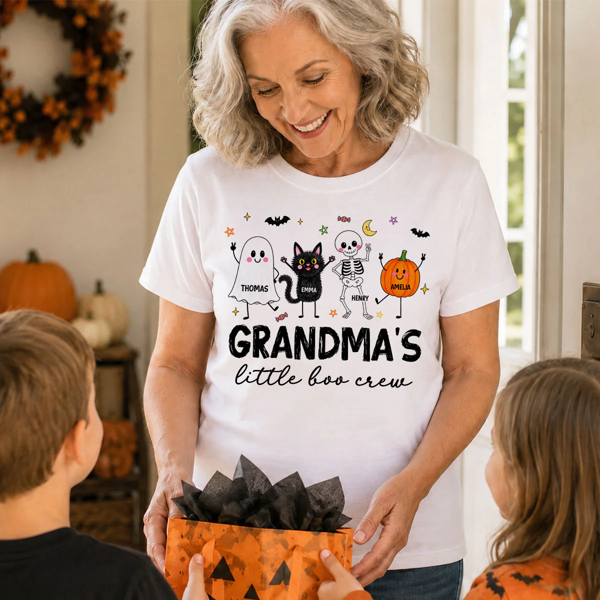 Grandma's Little Boo Crew Funny - Personalized Shirt - Halloween Gift For Grandma, Grandkids - Image 3